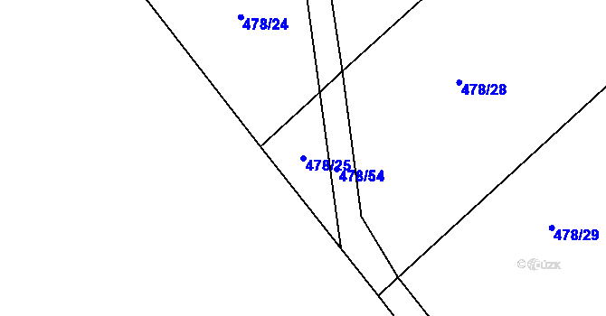 Parcela st. 478/25 v KÚ Velká Rovná, Katastrální mapa
