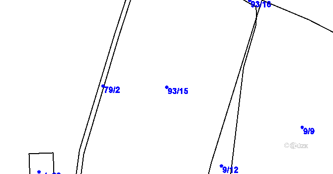 Parcela st. 93/15 v KÚ Velká Rovná, Katastrální mapa