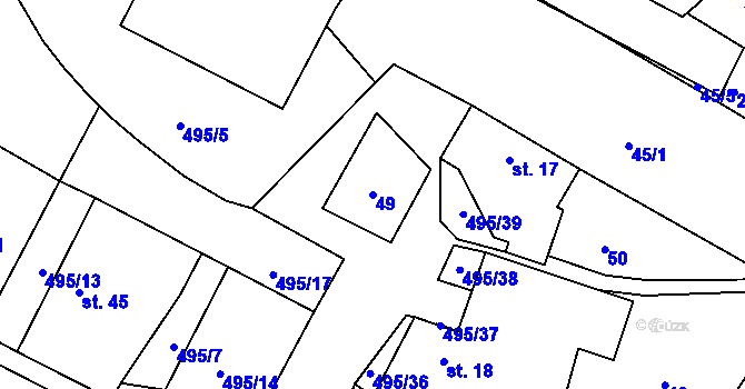 Parcela st. 49 v KÚ Velká Rovná, Katastrální mapa