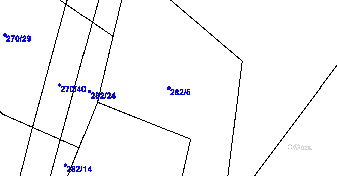 Parcela st. 282/5 v KÚ Velká Rovná, Katastrální mapa