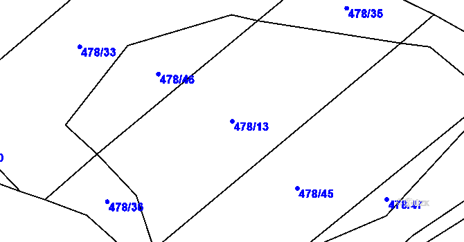 Parcela st. 478/13 v KÚ Velká Rovná, Katastrální mapa