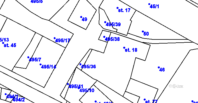 Parcela st. 495/37 v KÚ Velká Rovná, Katastrální mapa