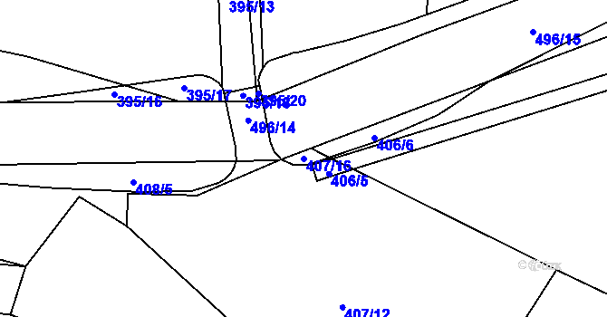 Parcela st. 407/16 v KÚ Velká Rovná, Katastrální mapa