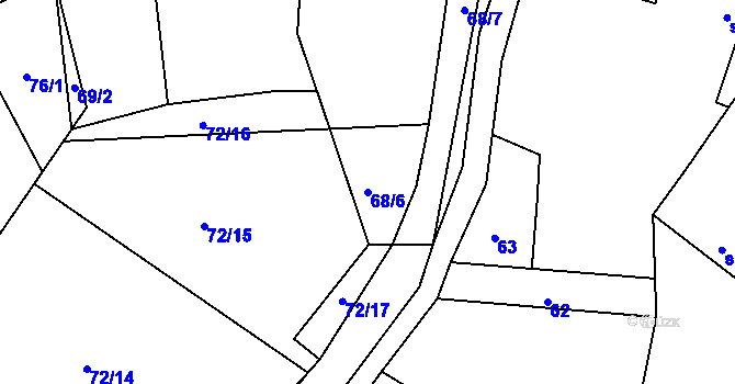 Parcela st. 68/6 v KÚ Velká Rovná, Katastrální mapa