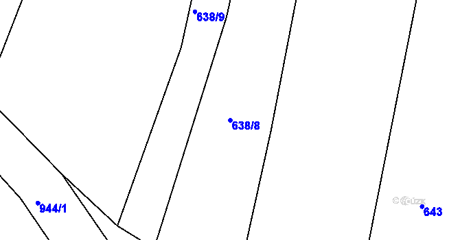 Parcela st. 638/8 v KÚ Zhořec u Pacova, Katastrální mapa