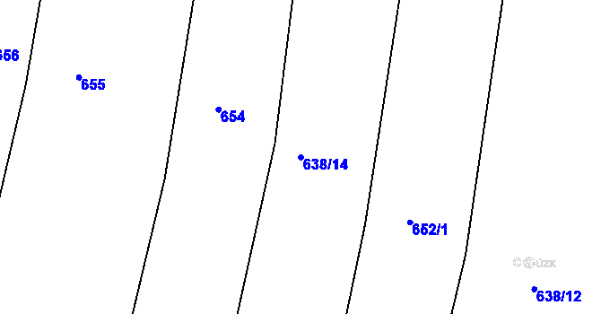 Parcela st. 638/14 v KÚ Zhořec u Pacova, Katastrální mapa