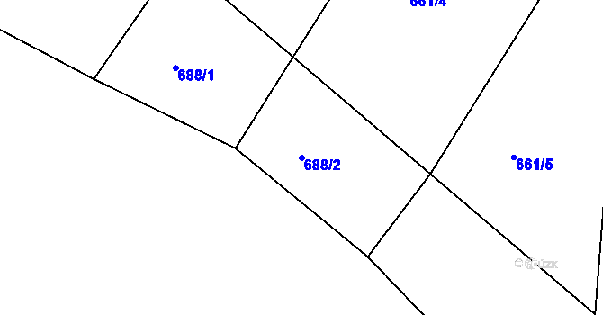Parcela st. 688/2 v KÚ Zhořec u Pacova, Katastrální mapa