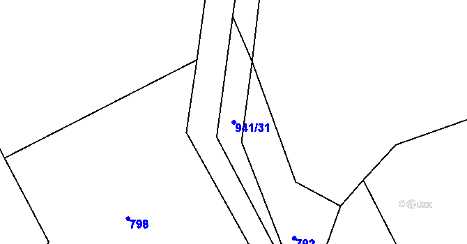 Parcela st. 941/31 v KÚ Zhořec u Pacova, Katastrální mapa