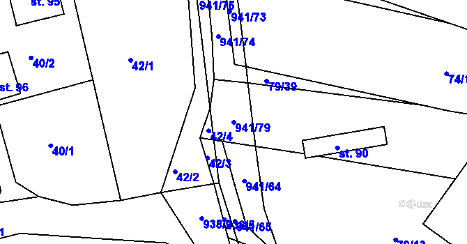 Parcela st. 941/79 v KÚ Zhořec u Pacova, Katastrální mapa