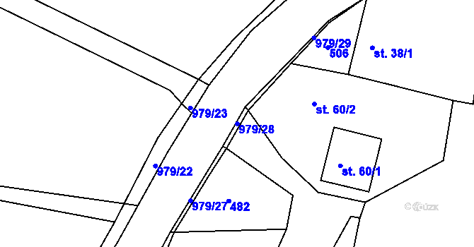 Parcela st. 979/28 v KÚ Zhořec u Pacova, Katastrální mapa