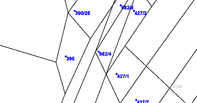 Parcela st. 982/4 v KÚ Zhořec u Pacova, Katastrální mapa