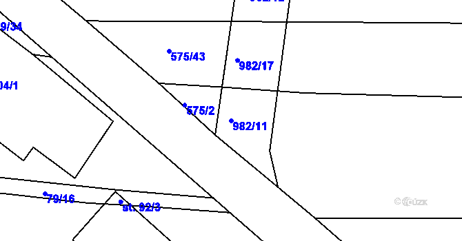 Parcela st. 982/11 v KÚ Zhořec u Pacova, Katastrální mapa