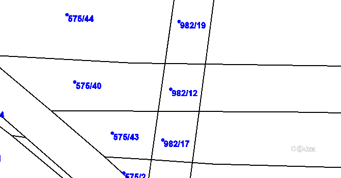 Parcela st. 982/12 v KÚ Zhořec u Pacova, Katastrální mapa