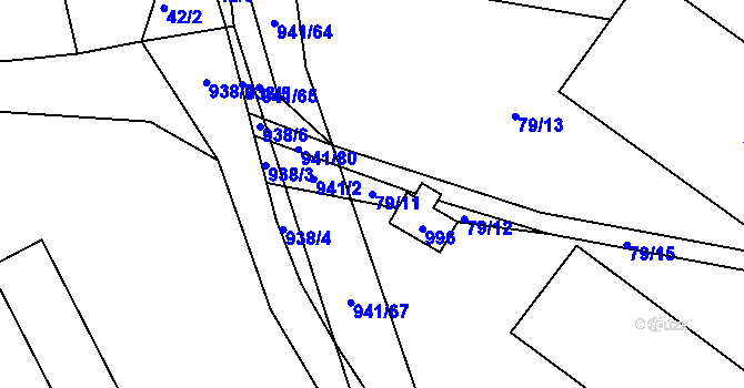 Parcela st. 79/11 v KÚ Zhořec u Pacova, Katastrální mapa