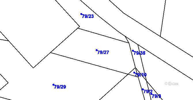 Parcela st. 79/27 v KÚ Zhořec u Pacova, Katastrální mapa