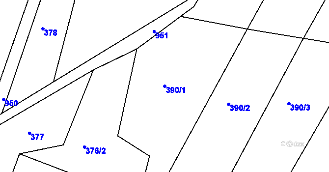 Parcela st. 390/1 v KÚ Zhořec u Pacova, Katastrální mapa