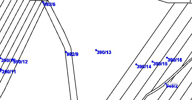 Parcela st. 390/13 v KÚ Zhořec u Pacova, Katastrální mapa
