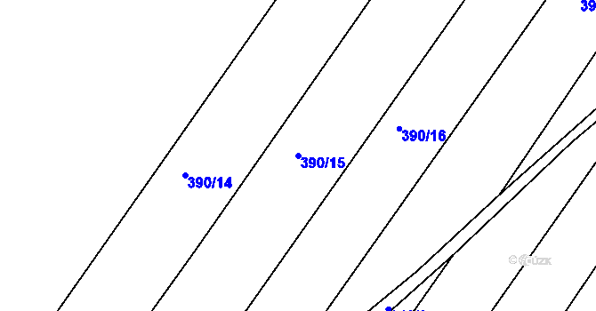 Parcela st. 390/15 v KÚ Zhořec u Pacova, Katastrální mapa