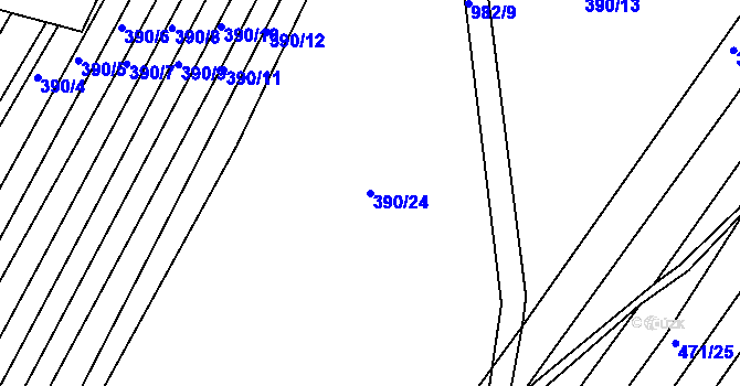 Parcela st. 390/24 v KÚ Zhořec u Pacova, Katastrální mapa