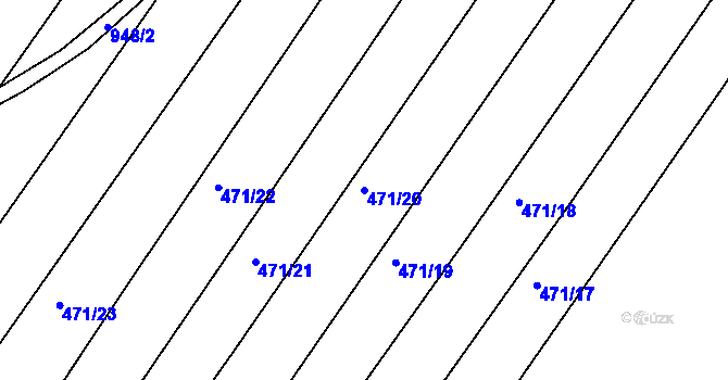 Parcela st. 471/20 v KÚ Zhořec u Pacova, Katastrální mapa