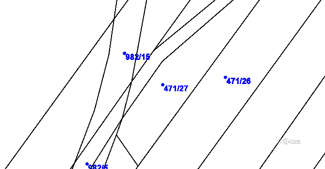 Parcela st. 471/27 v KÚ Zhořec u Pacova, Katastrální mapa