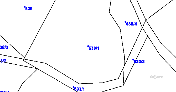 Parcela st. 638/1 v KÚ Zhořec u Pacova, Katastrální mapa