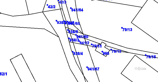 Parcela st. 941/2 v KÚ Zhořec u Pacova, Katastrální mapa