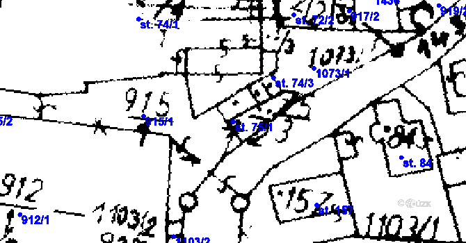 Parcela st. 75/1 v KÚ Zichovec, Katastrální mapa