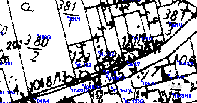 Parcela st. 122 v KÚ Zichovec, Katastrální mapa