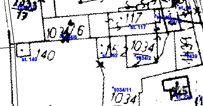 Parcela st. 152 v KÚ Zichovec, Katastrální mapa