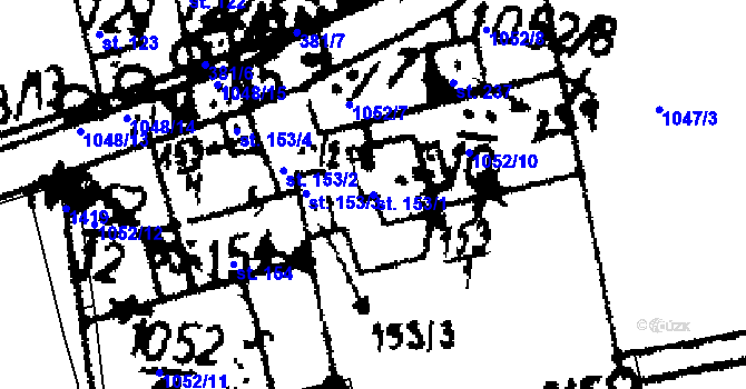 Parcela st. 153/1 v KÚ Zichovec, Katastrální mapa