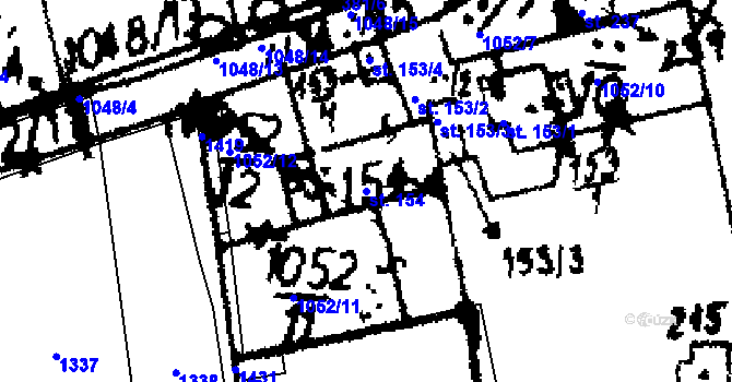 Parcela st. 154 v KÚ Zichovec, Katastrální mapa