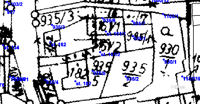 Parcela st. 161/2 v KÚ Zichovec, Katastrální mapa