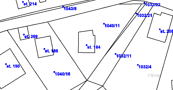 Parcela st. 184 v KÚ Zichovec, Katastrální mapa