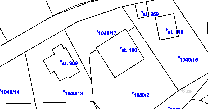 Parcela st. 190 v KÚ Zichovec, Katastrální mapa