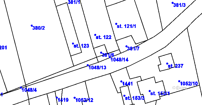 Parcela st. 381/6 v KÚ Zichovec, Katastrální mapa
