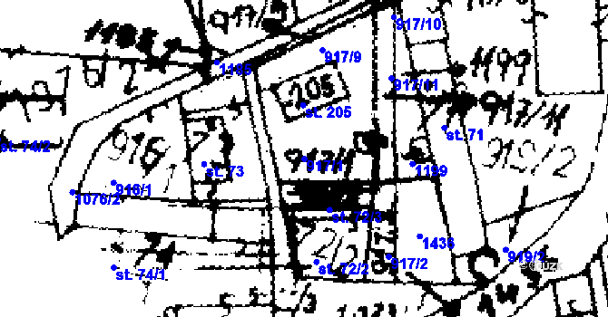 Parcela st. 917/1 v KÚ Zichovec, Katastrální mapa