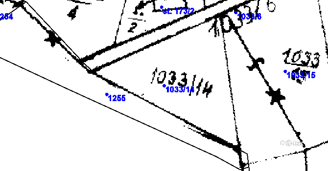 Parcela st. 1033/14 v KÚ Zichovec, Katastrální mapa