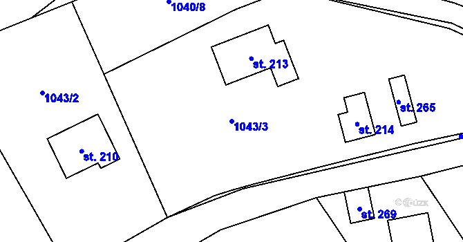 Parcela st. 1043/3 v KÚ Zichovec, Katastrální mapa