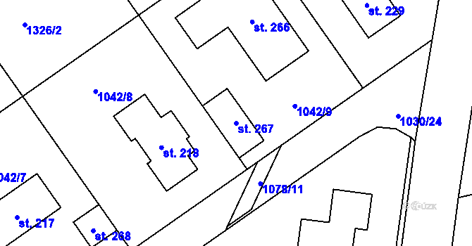 Parcela st. 267 v KÚ Zichovec, Katastrální mapa