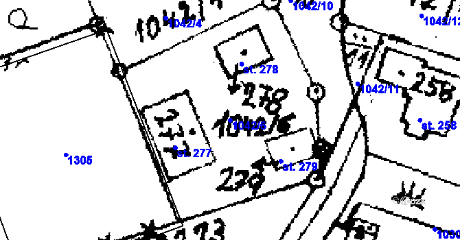Parcela st. 1042/6 v KÚ Zichovec, Katastrální mapa