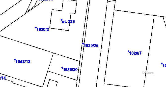 Parcela st. 1030/25 v KÚ Zichovec, Katastrální mapa