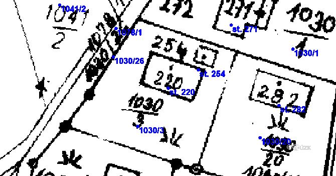 Parcela st. 220 v KÚ Zichovec, Katastrální mapa