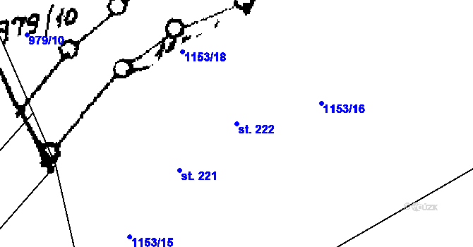 Parcela st. 222 v KÚ Zichovec, Katastrální mapa