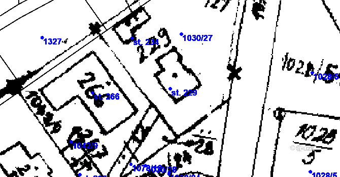 Parcela st. 229 v KÚ Zichovec, Katastrální mapa