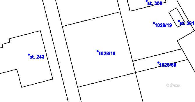 Parcela st. 1028/18 v KÚ Zichovec, Katastrální mapa