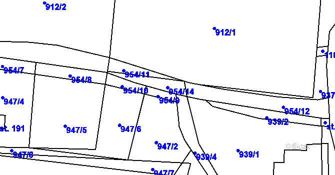 Parcela st. 954/14 v KÚ Zichovec, Katastrální mapa