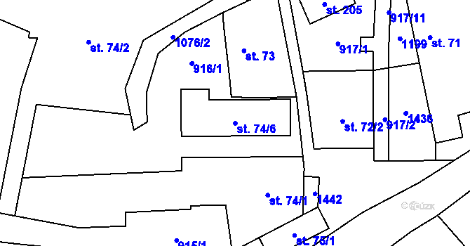 Parcela st. 74/6 v KÚ Zichovec, Katastrální mapa