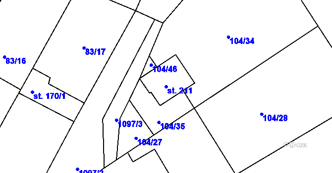 Parcela st. 211 v KÚ Zlámanec, Katastrální mapa