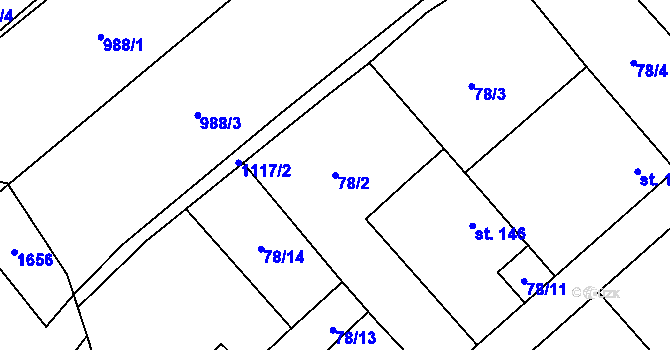 Parcela st. 78/2 v KÚ Zlámanec, Katastrální mapa